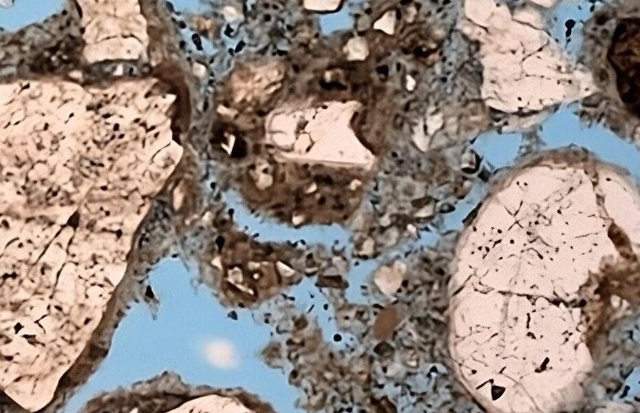 Lichtmikroskopische Untersuchung des Kalksandsteingefüges 